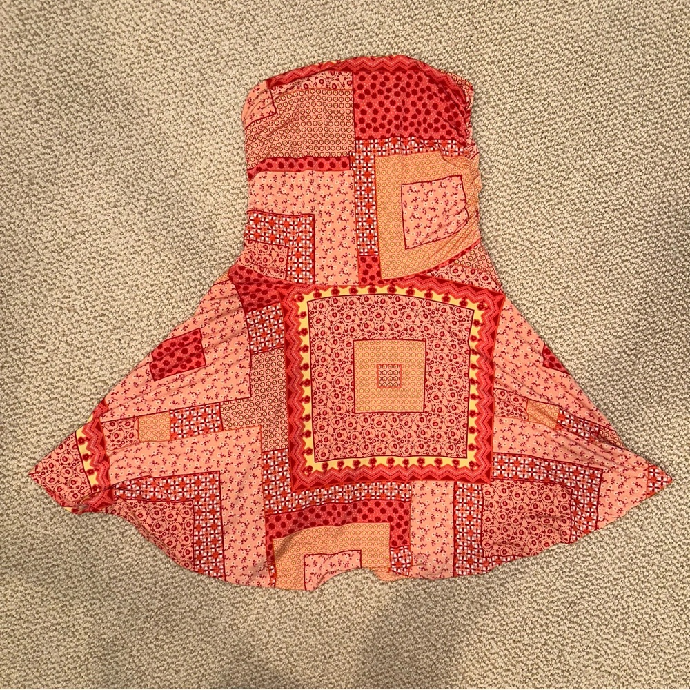 Vintage Patchwork Strapless Dress - image 4